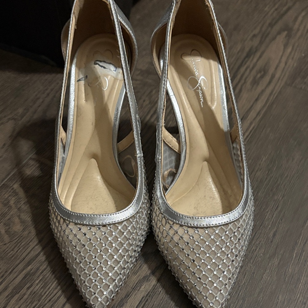 Jessica Simpson Silver Mesh Heels